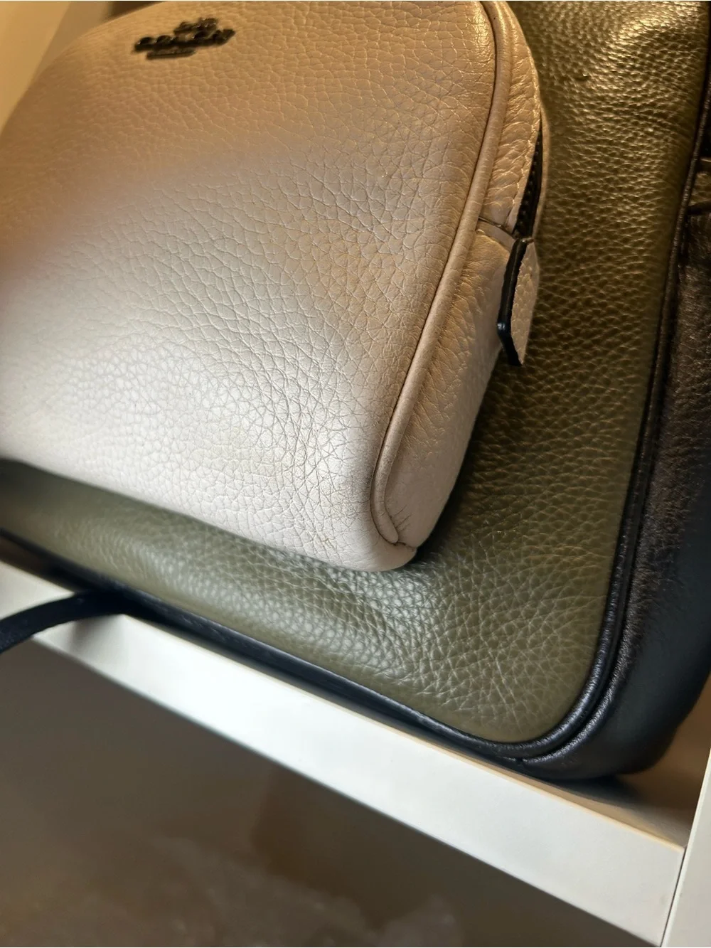Coach Court Color Block Pebbled Leather Backpack
